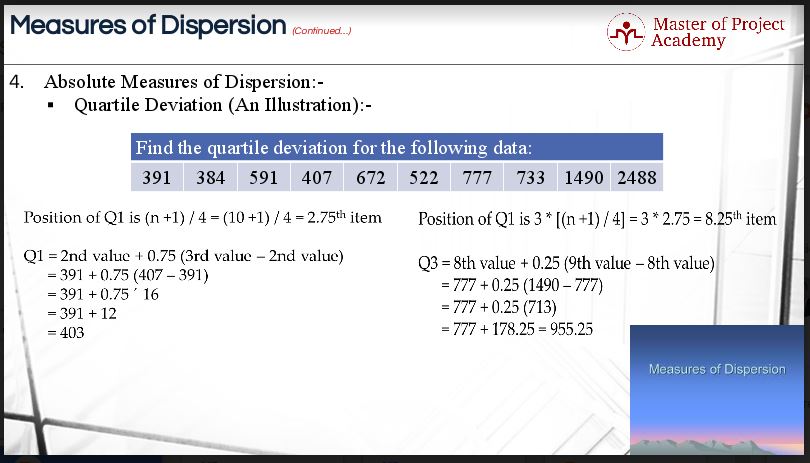 absolute measures of dispersion