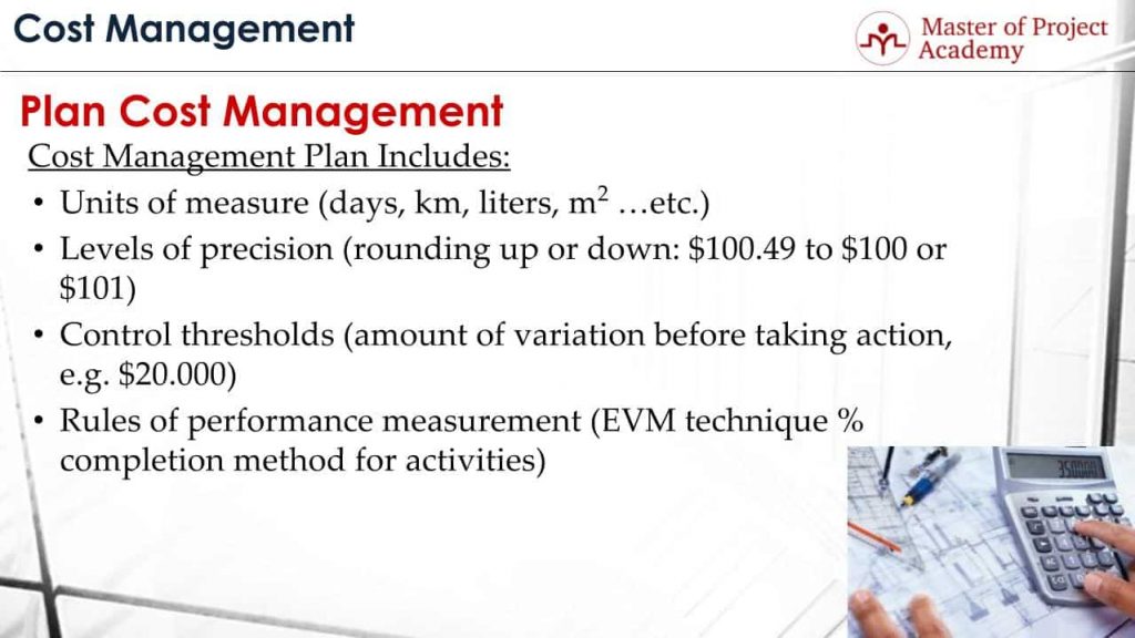 short cost management plan example