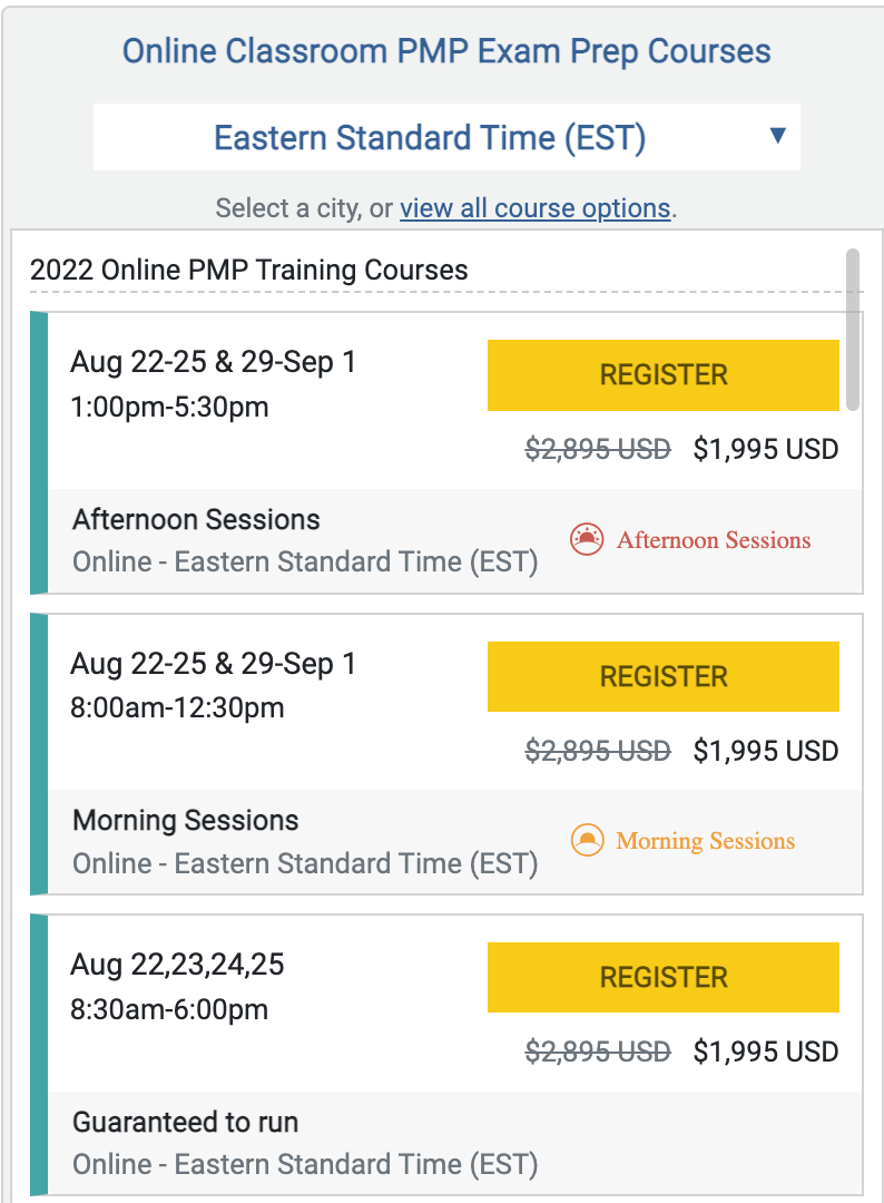 Project Management Academy Pricing